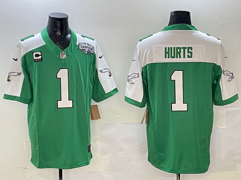Men Philadelphia Eagles 1 Hurts Green Thanksgiving three generations 2025 Nike Limited NFL Jersey style 1